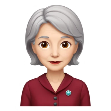i need an image of a older woman named bonny who is a bind fund manager. where dark red professional dress with grey hair sticker