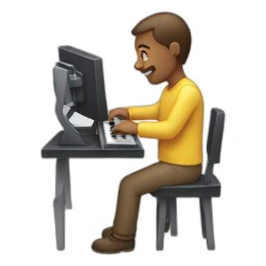 Man taping keybord sticker