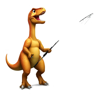 Dinosaur with fishing rod  sticker