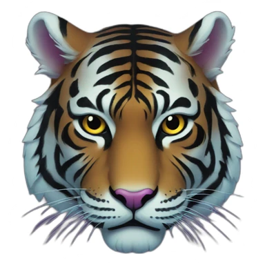 black light tiger Japanese mask sticker