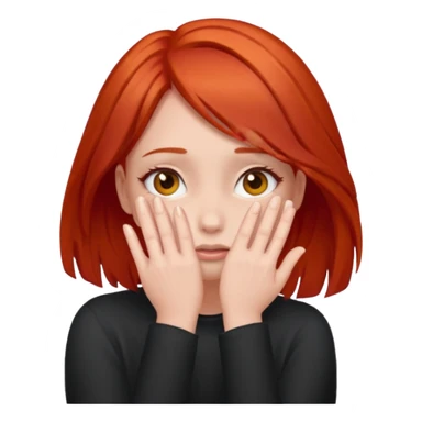 Shy girl with red hair covering her face sticker