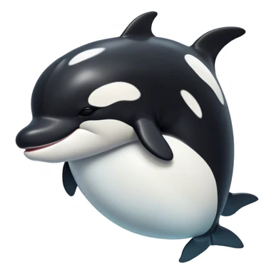 Meme-Worthy Cute Sleeping orca Portrait Emoji, Head resting peacefully with a contented smile, showcasing a smooth black-and-white body with gently drooping fins and eyes softly closed in serene slumber, Simplified yet adorably endearing features, highly detailed, glowing with a soft, drowsy deep-sea light, high shine, relaxed and utterly lovable, stylized with an air of playful oceanic laziness, soft glowing outline, capturing the essence of a sleeping orca that feels destined to become the next viral icon of adorable marine rest! sticker