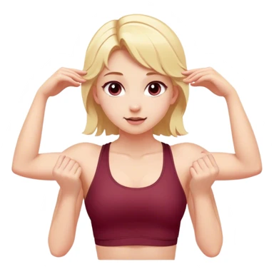 angelic blonde girl stretching in Burgundy  gym  sticker