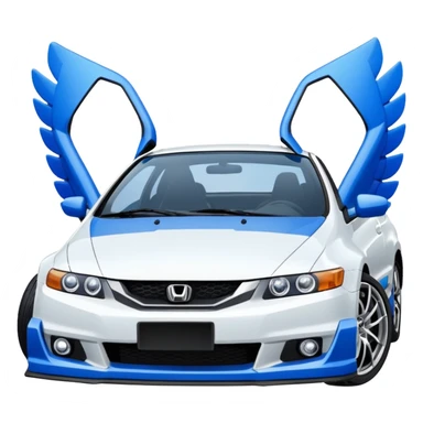 8th gen all white honda si with blue wing sticker
