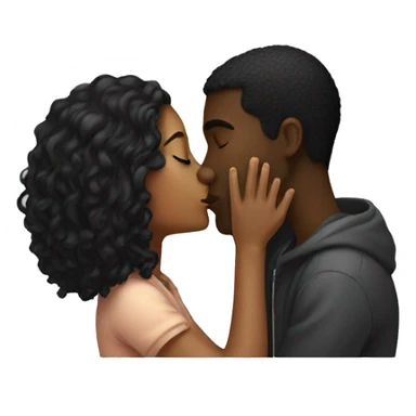 girl kissing a guy black sticker
