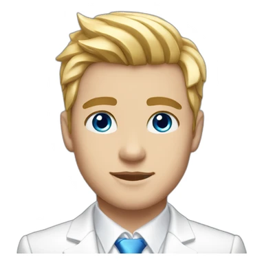 Posh-boy-with-white-suit-and-blue-eyes-and-rainbow-unicorn-hair sticker