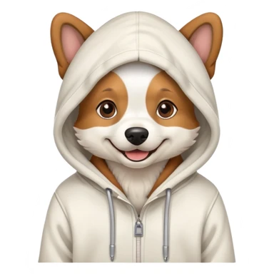 Dog wearing a hoodie with the sigma sticker