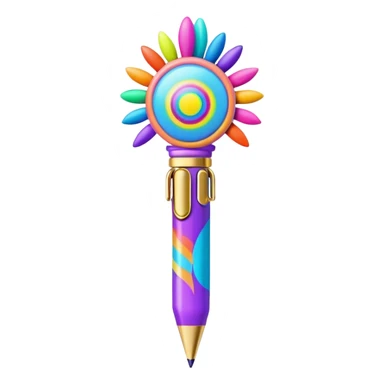3D, psychedelic colored hippie style pen. Pen only  sticker