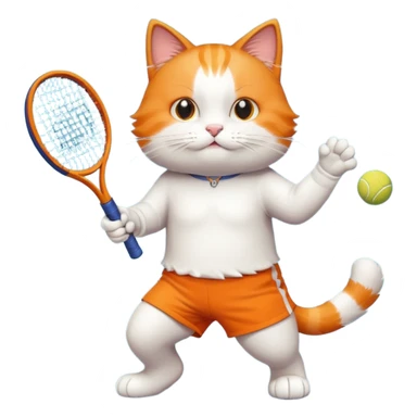 cat playing tennis sticker