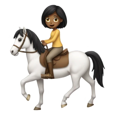 Girl with black hair riding a horse sticker