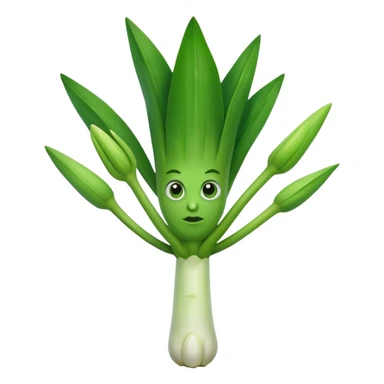 a leek with arms and eyes sticker