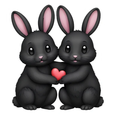Black rabbit hugging black lionhead rabbit  sticker