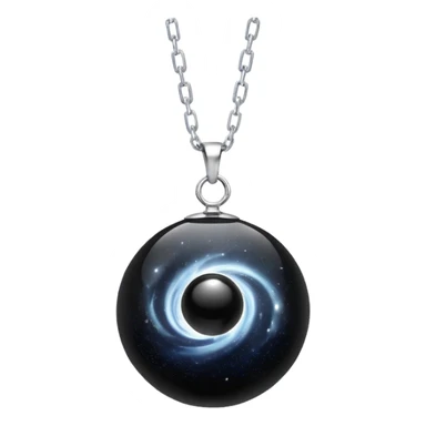 floating black onyx orb with a pure silver aura, cosmic particles swirling around it, silver chain floating midair like starlight sticker