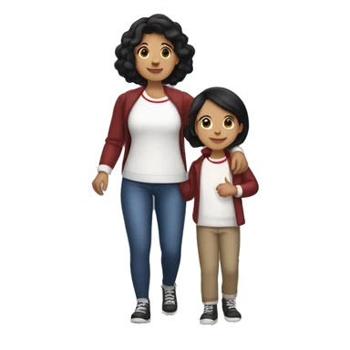 Hispanic girl with short black straight hair holding boys  hand at Christmas parade  sticker