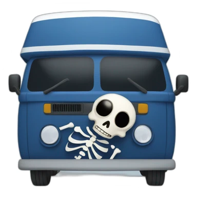 Skeleton drives a dark blue Campervan  sticker