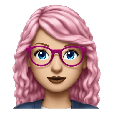 Photo Realistic Taylor Swift blue eyes and glasses with pink hair  sticker
