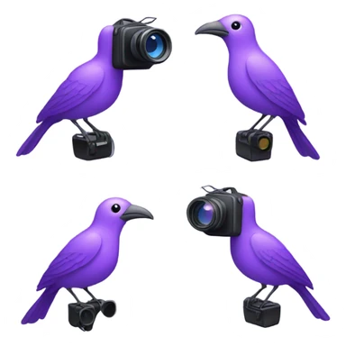 Purple bird with video camera  sticker