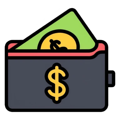 black purse with dollar symbol on it sticker