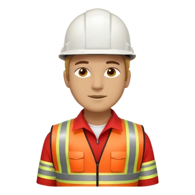 Arquitecto con casco blanco pero con chaleco de color rojo y cinta reflectiva de color dorado, no utilices el color anaranjado y tampoco el verde sticker