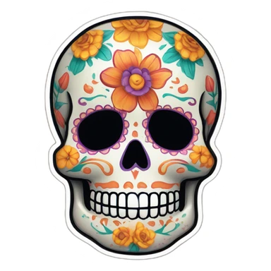 dia de los muertos sticker skull mexico flores de cempasuchil sticker