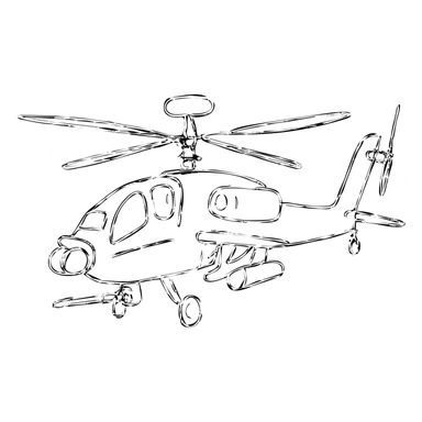 hand drawn outlined Apache helicopter icon sticker