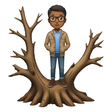 Une souche d'arbre mort avec un homme noir à lunette debout dessus sticker