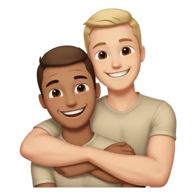 Arms crossed around guys neck laughing  sticker