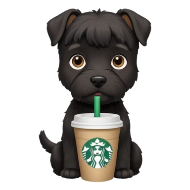All Black schnauzer with a Starbucks cup sticker