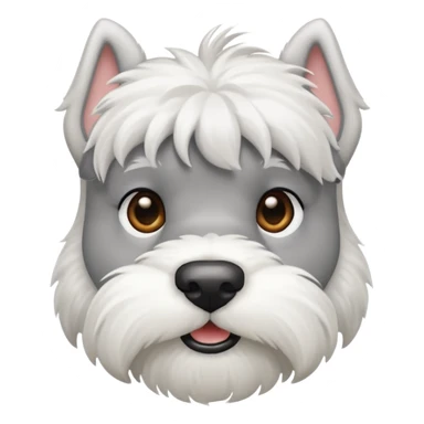 white schnauzer dog, friendly expression, iOS emoji style sticker