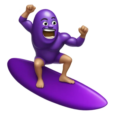 Man surfing on a full eggplant sticker