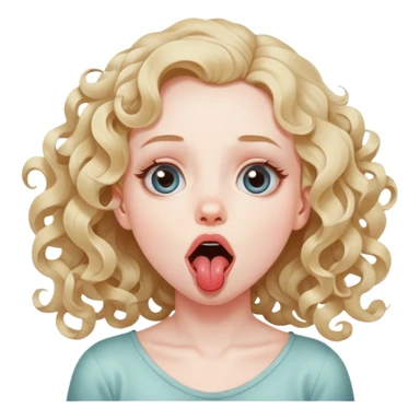 A girl with loose curls strangling her self with eyes looking up and  tongue slightly out of her mouth  sticker