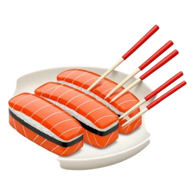 Japanese cuisine humanless avatar in minimalist emoji-style illustration. Sushi and chopsticks, clean lines, red white colors, flat design, calm and modern. sticker