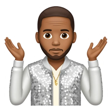 R Kelly with dark brown hair, white sequin outfit sticker