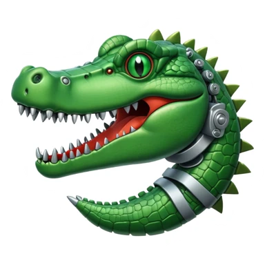 crocodile with a robot hand hanging out of mouth sticker