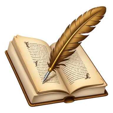 A giant quill writing in a book sticker