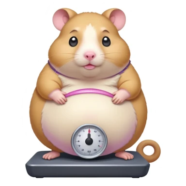 fat hamster pregnant belly stepping on a broken scale looking guilty sticker