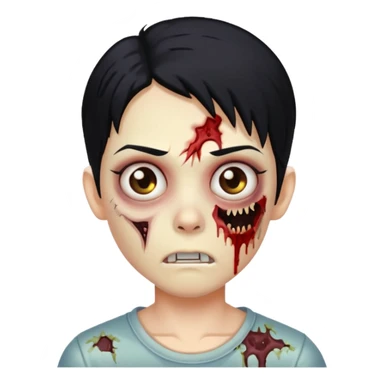 faca o icon de um zombie c cabelo preto e a parte lateral no degrade loiro sticker
