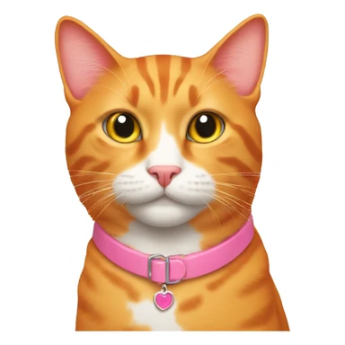 All orange cat with pink collar sticker