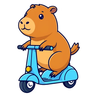 Capybara on scooter sticker