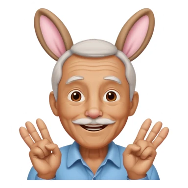 old man with bunny ears sticker
