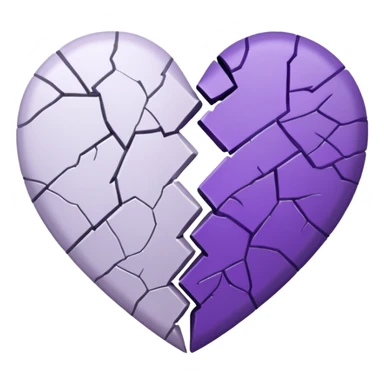 coração quebrado metade branco metade roxo sticker