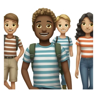 boys smiling outdoors in stripes sticker