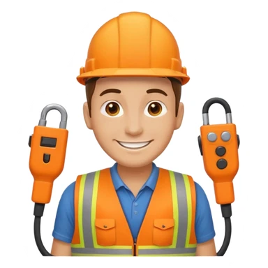 Electrician + cable coil + orange vest, Repair Crew. sticker