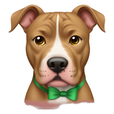 Light brown pitbull with cropped ears and green bows sticker