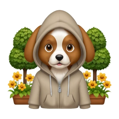 dog in a hoodie, garden background sticker