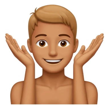 Person grabbing their neck with two hands while smiling sticker