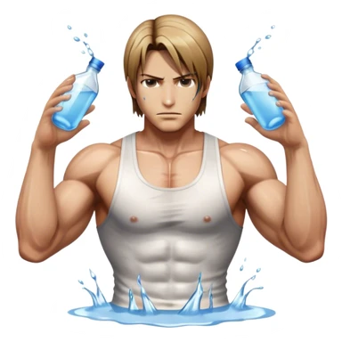 leon kennedy in ripped clothes dripping with water sticker