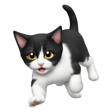 A black and white Manx kitten punching sticker