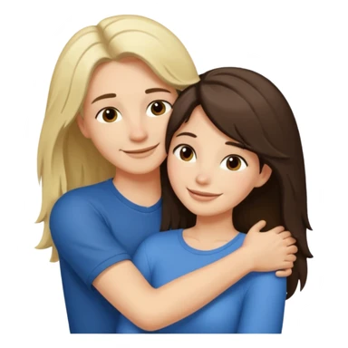 A happy boyfriend and girlfriend hug. She is brunette sexy with long hair. He is blonde short hair sticker