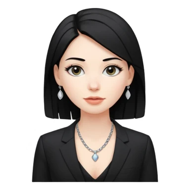 👩🏻‍⚖️ i need an image like this for a political analays with black hair and blck open necked suit sticker